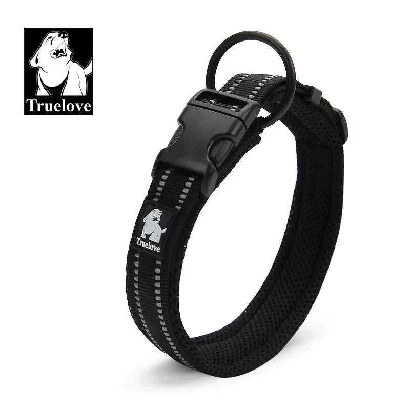 Truelove Adjustable Mesh Padded Pet Dog Collar 3M Reflective Nylon Dog Collar Durable Heavy Duty for All Breed All Weather 8Size