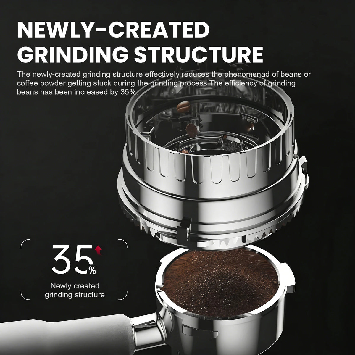Matte Black Smart Espresso Coffee Machine Burr Grinder Touch Screen Pre-Infusion 360° Steam Wand Cold Brew