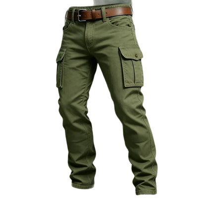 Male New Men Cotton Autumn Winter Patchwork Cargo Pants Multi Pocket Straight Tactical Work Outdoor Daily Wear Trousers 4 Colors