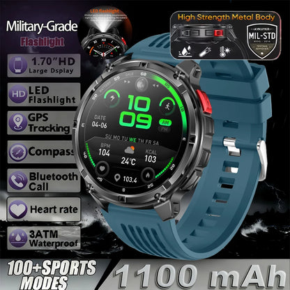 T-Rex3 Pro Militär Smartklocka 2026 – 1100mAh, GPS, Kompass, 5ATM, 14 Färger