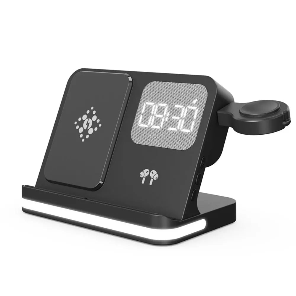 4 in 1 Wireless Charger Alarm Clock Stand For Samsung S26 S25 Galaxy Watch 8 7 6 5 Active 2 Buds4 Pro 3/2 Fast Charging Station