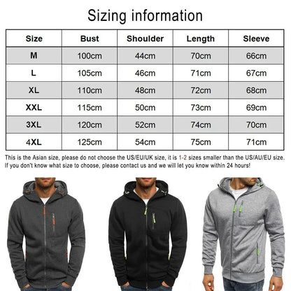 Herr Zip-up Hoodie med Fickor & Eget Tryck – Tunn, Japan-stil | M–4XL