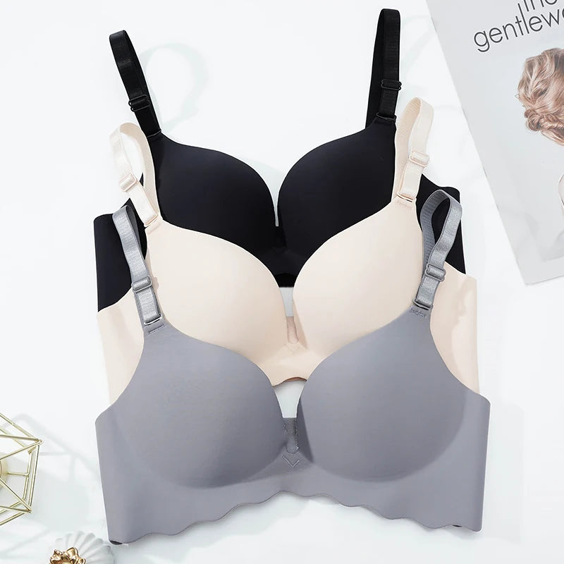 Women Seamless Push Up Bras Solid Wire Free Lingerie Not Empty Cup Bralette Female Intimate Comfort Bra French Fashion Underwear