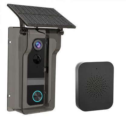 Tuya Trådlös Videodörrklocka med Solcells-regnskydd – 720P, PIR, IP65, 4000mAh, Röstförvrängning