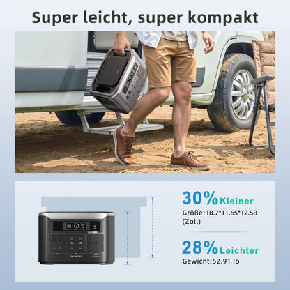 OUKITEL BP3000E Portabel Kraftstation – 2048Wh, 3200W Ren Sinusvåg, LiFePO4, UPS, 220V EU, Sol & Väggladdning
