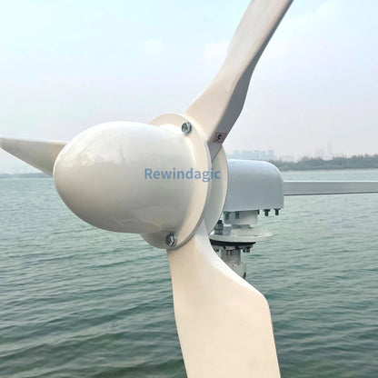 Rewindagic Horisontell Vindturbin 30kW/40kW/50kW – Kärnlös Magnetlevitation 3 Glasfiberblad 48V/96V/220V MPPT/Nätansluten Hushåll CE