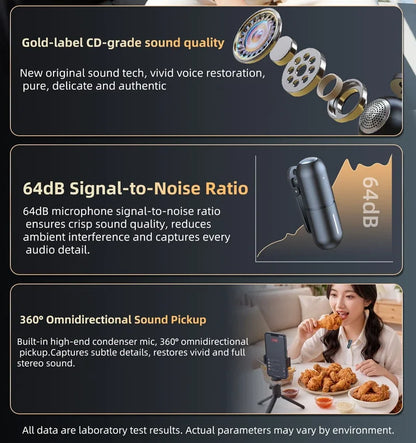 Wireless Mini Lavalier Microphone Live Broadcast Gaming Recording Interview Vlog Professional Microphone for iPhone iPad Android