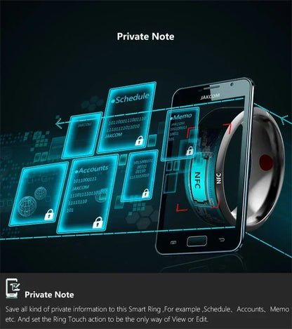 Fashion NFC Control Smart Ring New Electronic Bluetooth Ring Solar Ring IC Rewritable Analog Access Card Tag Key Ip68 Waterproof