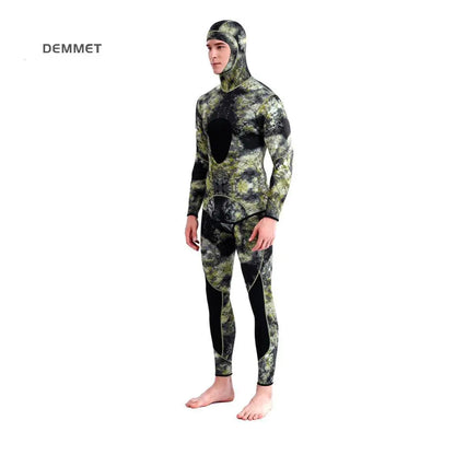 HOT 3mm Camouflage Wetsuit Long Sleeve Fission Neoprene Submersible Diving for Men Keep Warm Tops and Pants 2-pieces Sun Protect