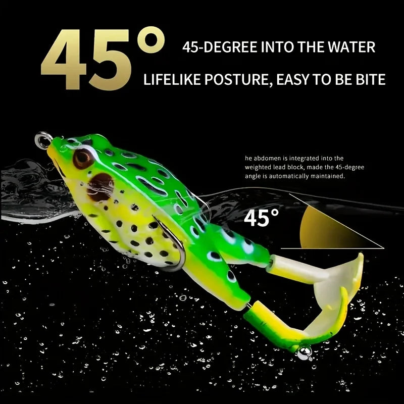 1pc Surface Frog Lure Top Water Bass Fishing Lures Soft Frog Double Propellers Legs Freshwater Rotating Tail Floating Swing Bait