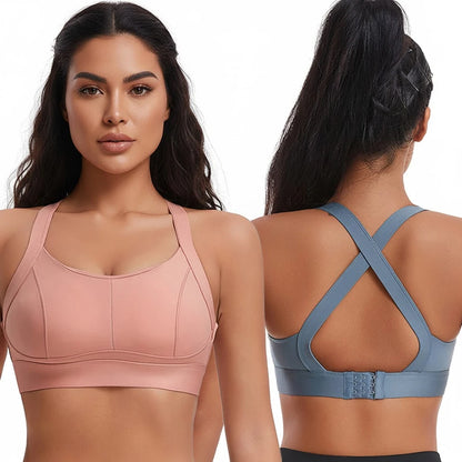 Women High Impact Sports Bra Criss Cross Back Padded Bra Workout Fitness Sports Yoga Bras Shockproof Sport Crop Top Vest
