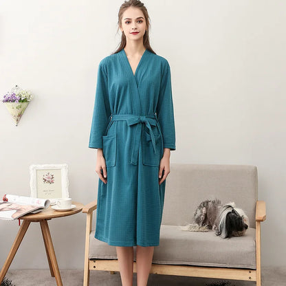 Unisex Kimono Badrock Lång – Lätt Mjuk Sommar & Höst Loungewear, 17 Färger M–3XL