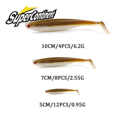 Supercontinent A ShadTeez T-tail 50mm 70mm 100mm Pike Zander Predator Fishing 3d eyes Soft lure Fishing lures