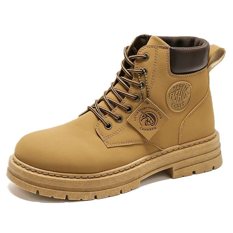 New autumn men shoes boots High Top Fashion Motorcycle Leather Shoes Outdoor leisure comfortable Boots male Lace-Up Botas