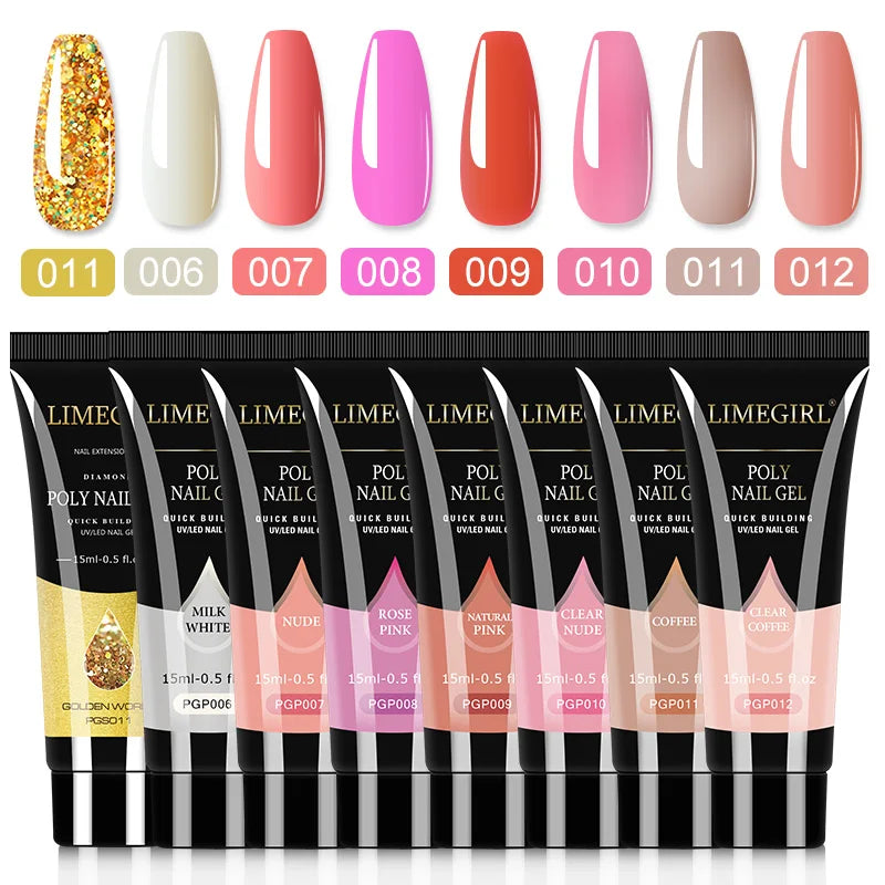 Poly Nail Gel Set 6/8PCS Poly Nail Gel Set For Nail Extension Transparent Brown Finger Quick Building Gel Poly Extension Gel Set