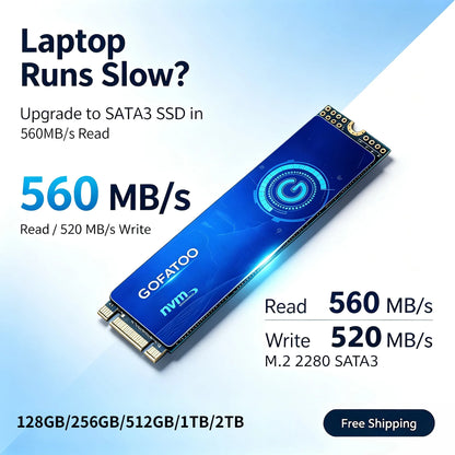 GOFATOO M.2 2280 NGFF SATA III SSD 560MB/s Internal Storage Drive 128GB-2TB Laptop Desktop Game Console PC Components