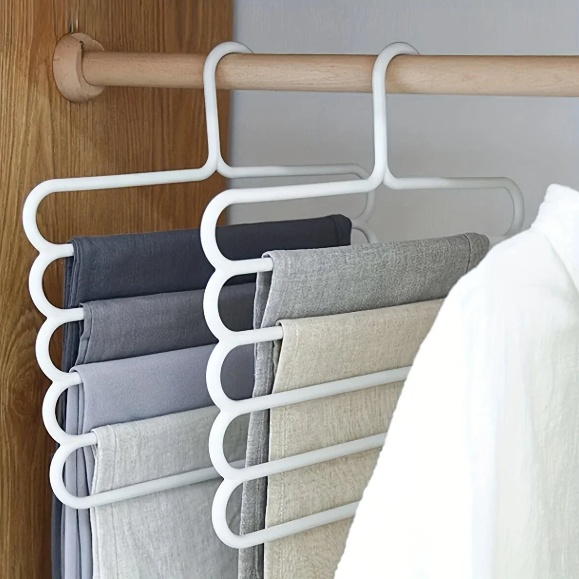 4 pcs Pants Rack Multifunctional Household Saving Space Multi Layer Trousers Hanger Pants Closet Color Clothes Peg 5 Layers