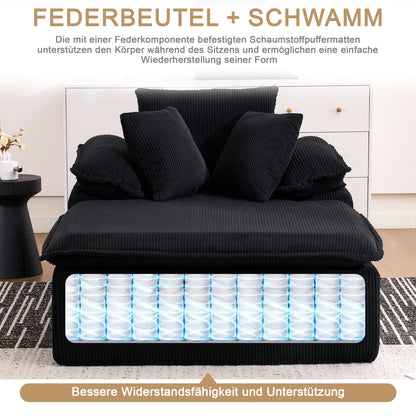 Ramfri loungesoffa i manchester med armstöd – 177 × 122 cm