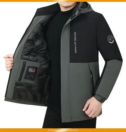 Herr Lång Vinterjacka Parkas med Huva – Varm Vindskyddande Vattentät Outwear, 2 Färger, Storlek XXS–5XL