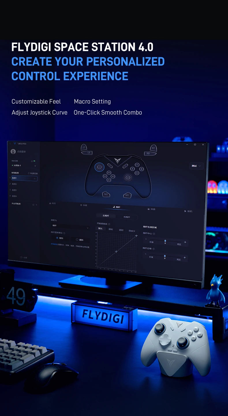 Flydigi Direwolf 4 Wireless Gamepad Controller Wired Gaming Console Support PC /Switch/Phone/Tablet Computer Video Gaming Player