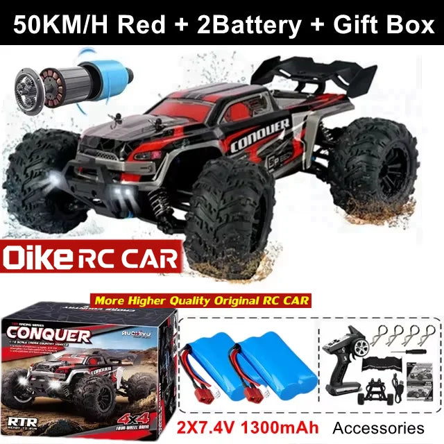 Oike RC Drift Car With LED Light 50KM/H / 80KM/H Brushless 4WD Remote Control Electric High Speed Racing Monster Truck for Adult