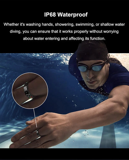 Smart Ring For Men Women Heart Rate Blood Oxygen Monitor Multi 5ATM & IP68 Waterproof Sports Ring Sleep Fitness For Android IOS