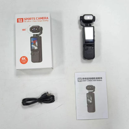 4K Action Camera with 330° Face Tracking Gimbal Stabilizer, 75MP WiFi Pocket Portable Camcorder, Mini Handheld Vlog Camera for
