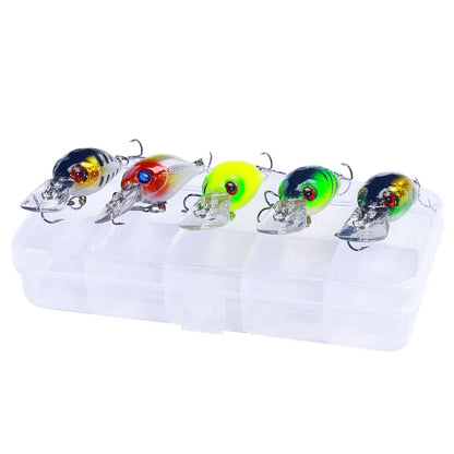 Topwater Crankbait Lures 5Pcs 4.4g 5cm Artificial Wobbler Bait For Bass Pike Rockfish Freshwater Fishing Tackle