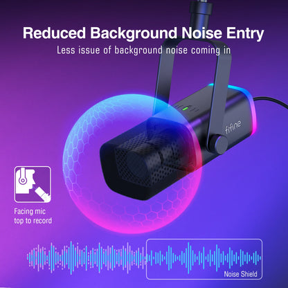 FIFINE AM8T USB/XLR-streamingmikrofon – dynamisk, RGB och hörlursutgång