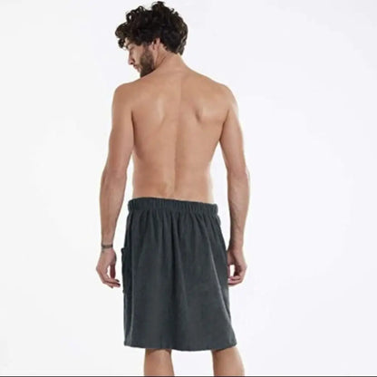 Soft Men Wearable Bath Towel Adjustable Fastener with Pocket Bath Wrap Skirt Comfortable Absorbent Beach Towel Wrap Sauna