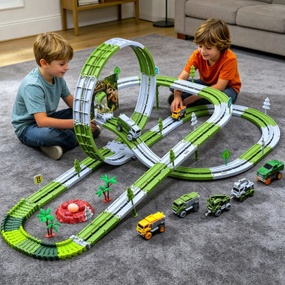 DIY Dinosauriebilbana Byggsats – Bygg Eget Spår Dinosauriebilar & Tåg Pedagogisk Lek Barn 4–6 År 2026