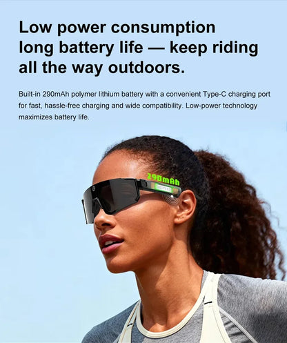 Lenovo 2026 New ChatGPT AI Smart Glasses 2400W 1080P Anti Shake Video Sport Cycling Sunglasses Dual Mic 32GB Windproof
