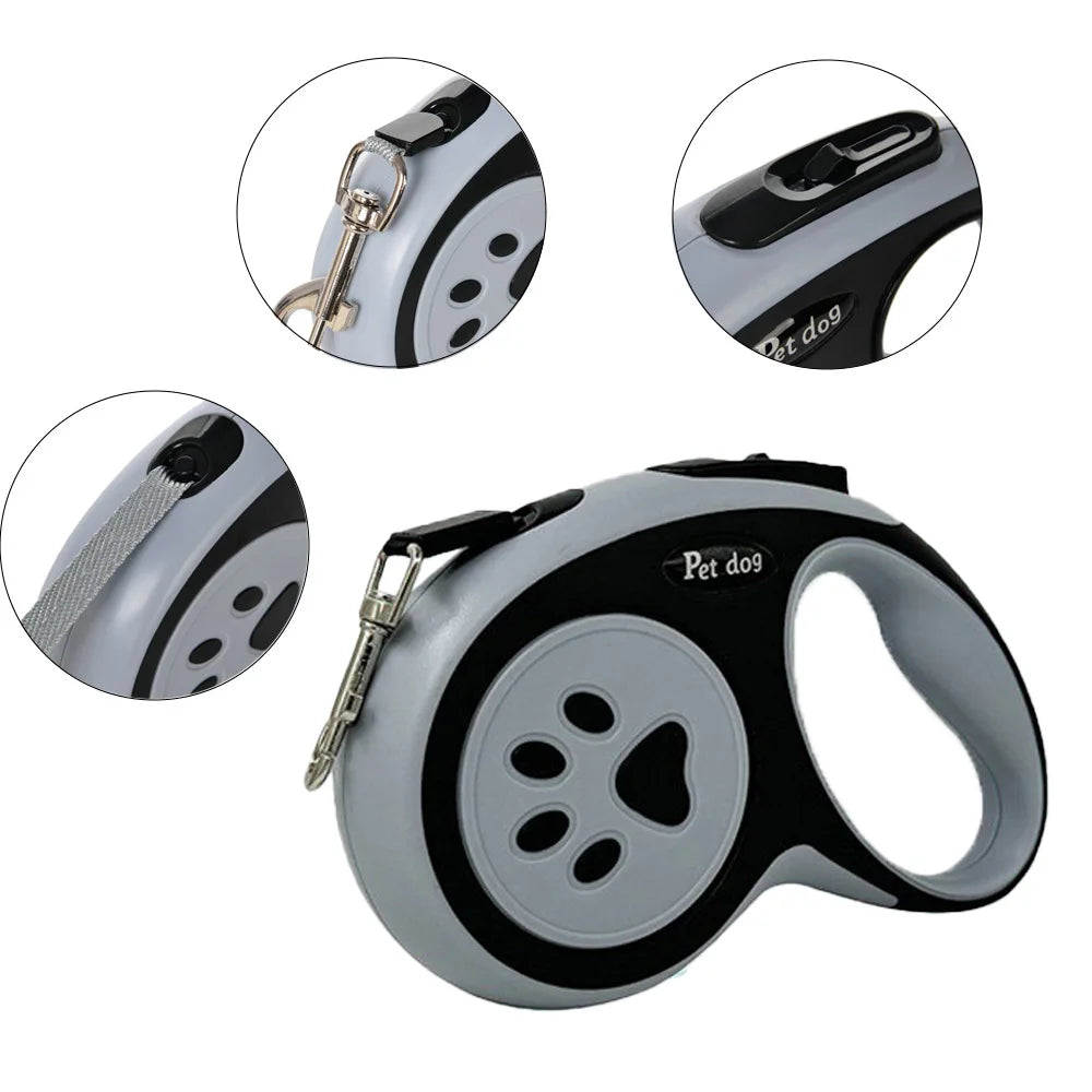 Hundkoppel med Tassdesign 3–5 m – Stark Nylon för Små & Medelstora Hundar, Grön/Svart/Himmelsblå/Rosa