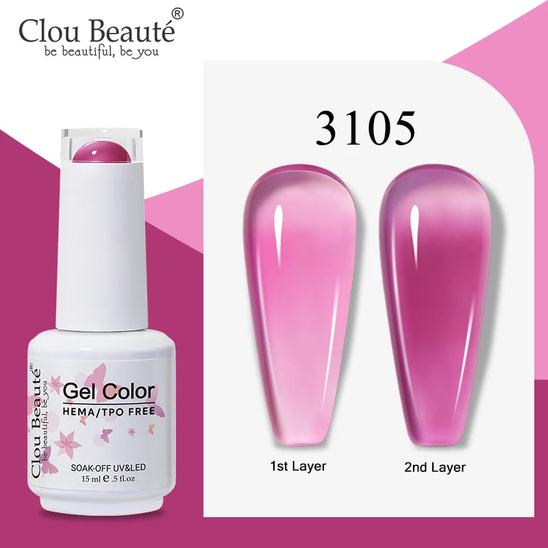 Clou Beaute Semi-transparent Jelly Color UV Gel Manicure Gel Nail Nail Supplies For Professionals Semi-permanent Varnish 15ml