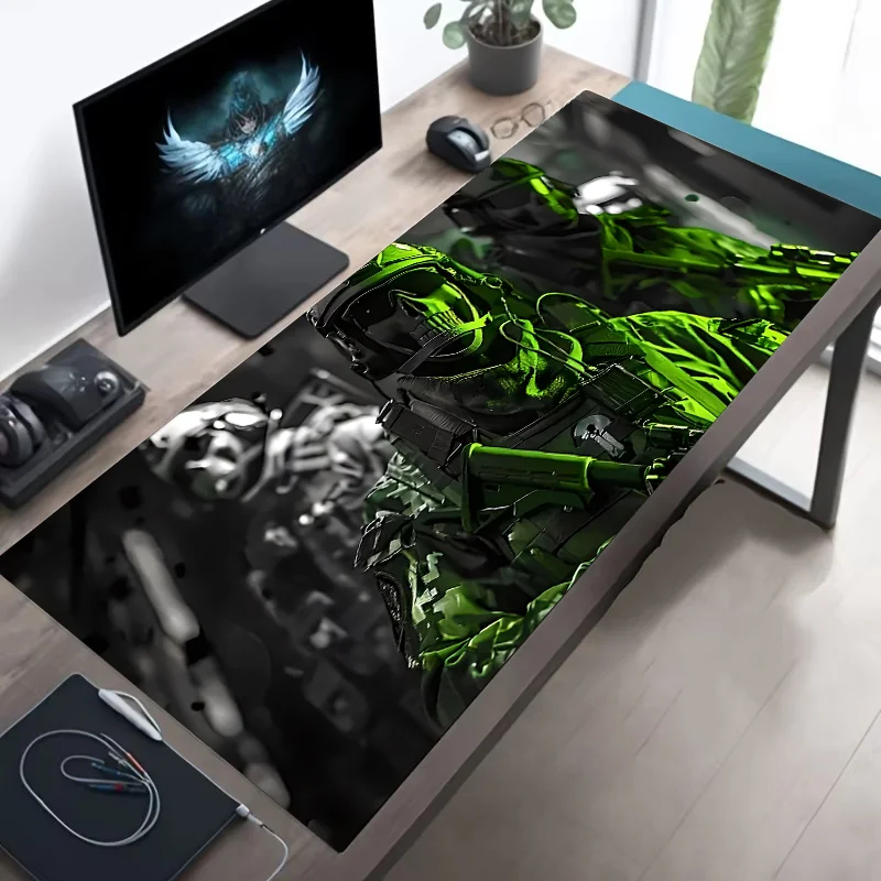 Large Mouse Pad Tactical Soldier Design Non-Slip XXL Desk Pad Gaming Accessories Stitched Edges for Home and Game for FPS Gamer