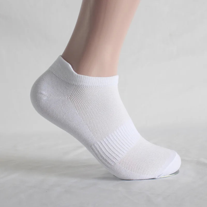 10 Pairs 100% Cotton Men Socks Summer Thin Breathable Socks High Quality No Show Boat Socks Black White Gray Short For Students