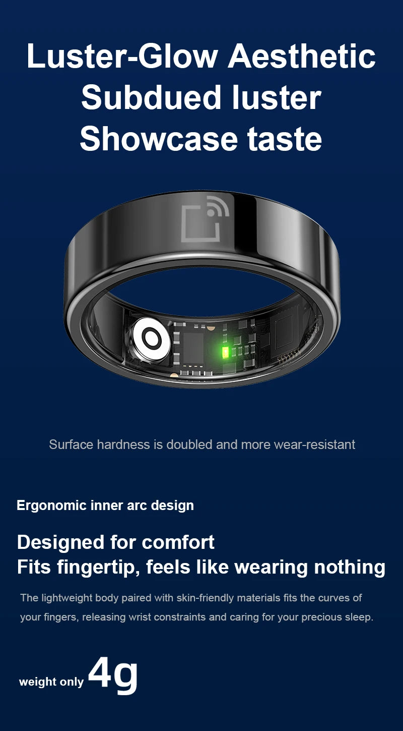 IP68 Waterproof Ceramic NFC Smart Ring Door Access Control Sleep Sports Health Tracking Minimalist Wearable Smartlife Key Ring