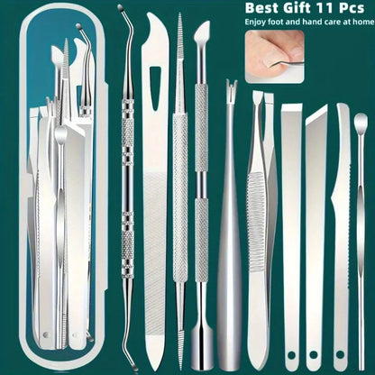 10pcs Stainless Steel Toenail And Cuticle Removal Kit Odorless Pedicure And Manicure Set,No Power Required,Portable Storage Case