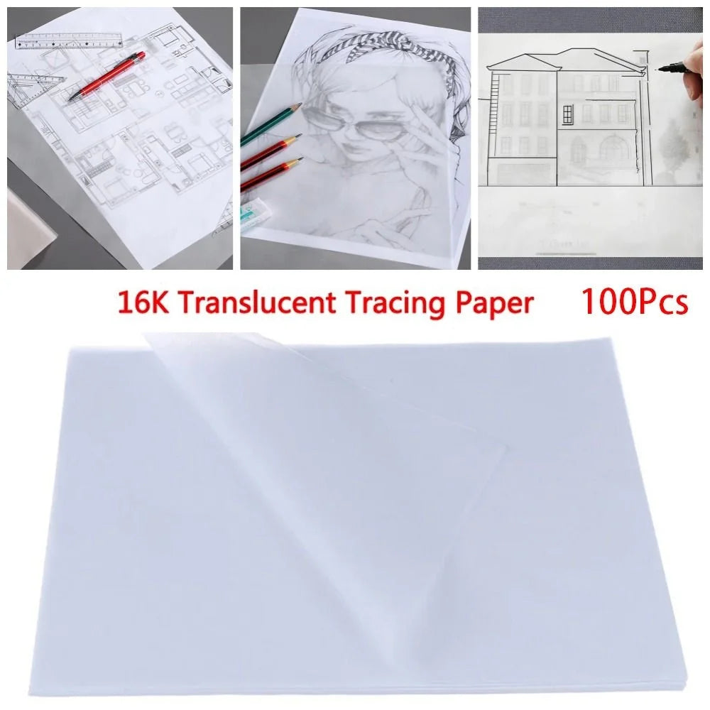 100Pcs A4 Tracing Paper Durable White Translucent Sketching Paper Drawing Copy Paper for Calligraphy Writing Drawing Art Supply