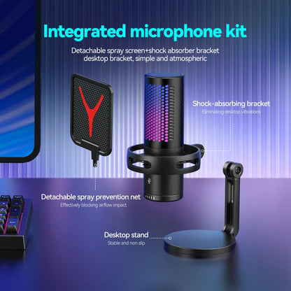 Gaming Computer Professional Condenser Microphone Mic PC Laptop USB Wired Live Streaming Podcast Studio Mike Kit Gamer Karaoke
