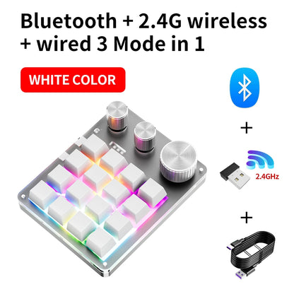 Bluetooth Macropad Macro Mechanical Keyboard 16 Keys 3 Knob RGB Mini Gaming Custom Programming Hotswap Keypads For Photoshop