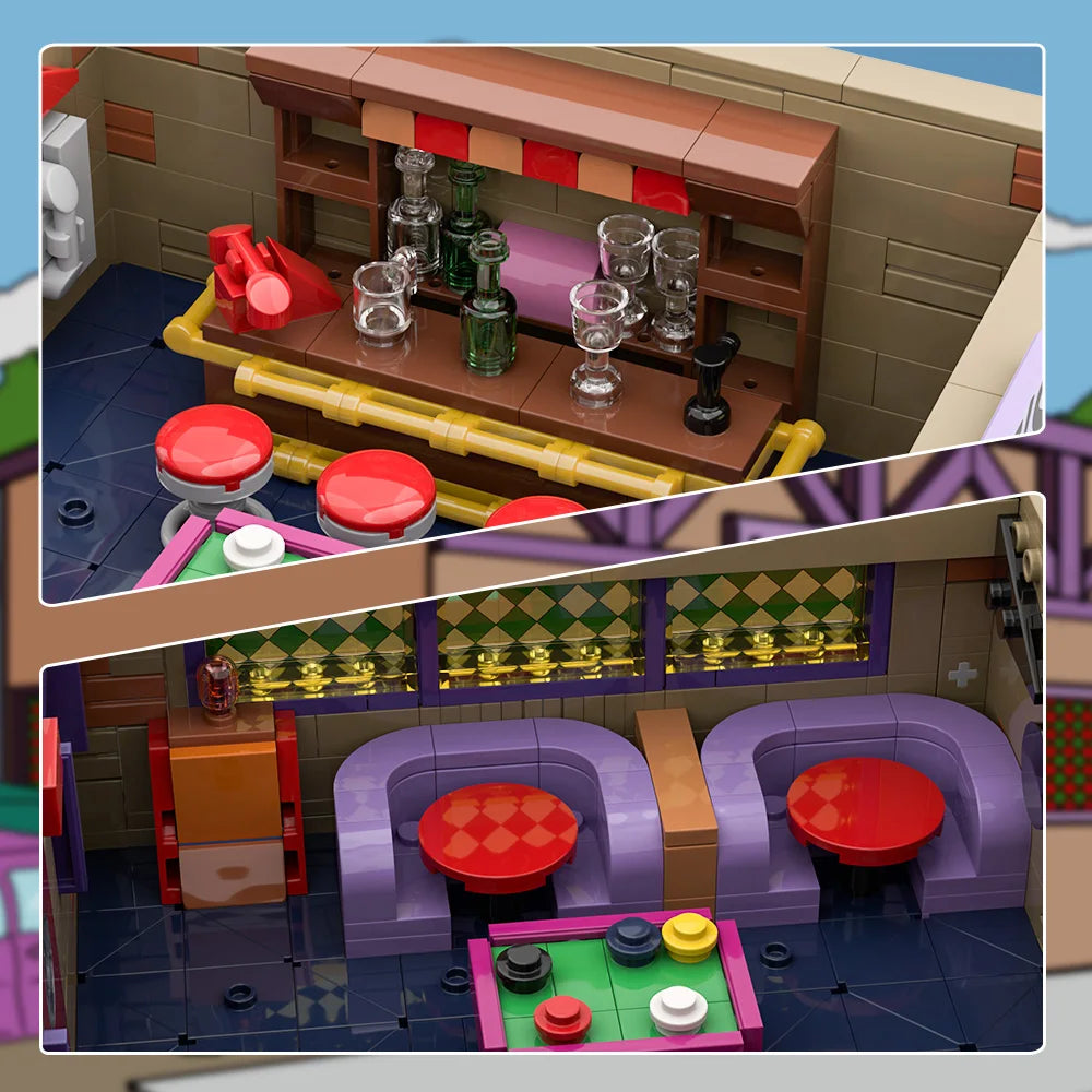 MOC Simpsons Anime Moe's Tavern Byggklossar Modell