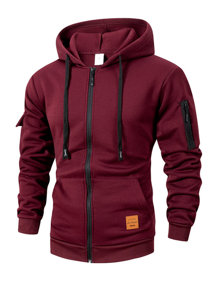 Herr Slim Fit Hoodie med Dragkedja – Långärmad Sweatshirtjacka, 5 Färger