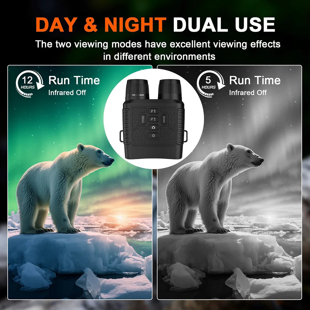 Digital nattkikare med 3-tumsskärm, 6× zoom och IR-lampa