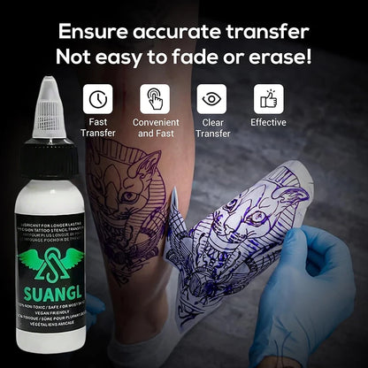 Tattoo Transfer Stencil Kit Black Tattoo Ink Transfer Gel Lotion Stencil Paper Ink Cups Gloves Blue Lotion Set