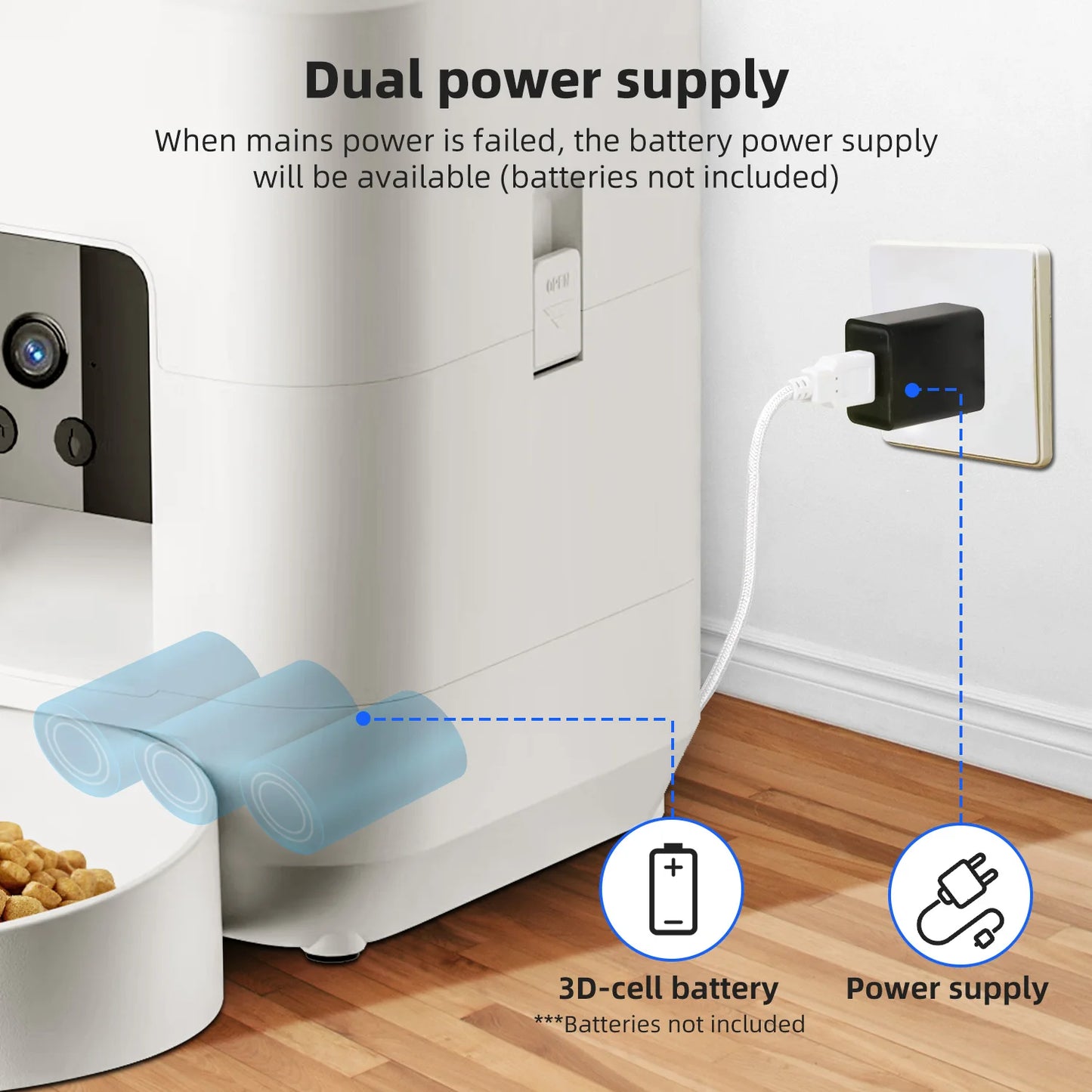 Cat Automatic Feeder With Camera, Video Dog Automatic Feeder, APP Controlled Feeding Smart Pet Feeder, 2L Cat Food Distributor