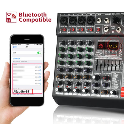 LOMEHO AM-GT8 8-kanals mixerbord med 99 DSP-effekter