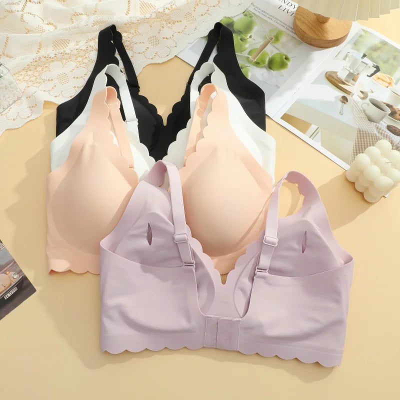 Women's No Trace Bra Plus Size Gather Without Steel Ring Underwear Soft Support Comfortable Sleeping Bra Anti-sagging Lingerie