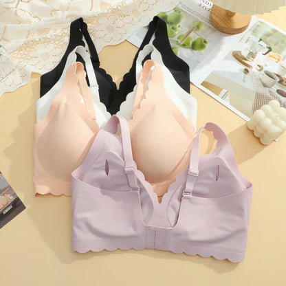 Women's No Trace Bra Plus Size Gather Without Steel Ring Underwear Soft Support Comfortable Sleeping Bra Anti-sagging Lingerie