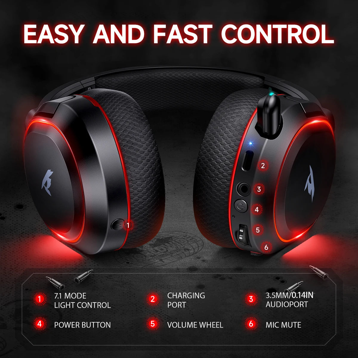 Picun G2 2.4GHz Bluetooth Wireless Gaming Headset For PC PS4 PS5 Phone Switch 5ms Low Latency 7.1 Surround Wired Headset ENC Mic